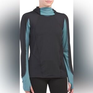 Under Armour Black and Teal Cowl-Neck Pullover
